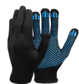 Перчатки нейлоновые, тонкие, c ПВХ  «миниточка», 2-нити, черные, 13 класс